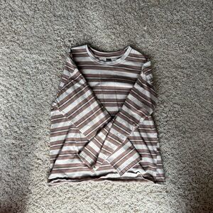 Striped Long Sleeve Tee in Brown & Cream